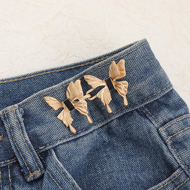 

Утягивающие джинсы в форме бабочки, деликатные съемные регулируемые брюки, удлиняющая пряжка на талии, пуговица на талии для джинсов as the picture