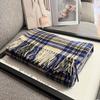 Autumn and winter new 100 wool scarf women's light luxury high-end plaid shawl versatile enlarged thickened warm scarf