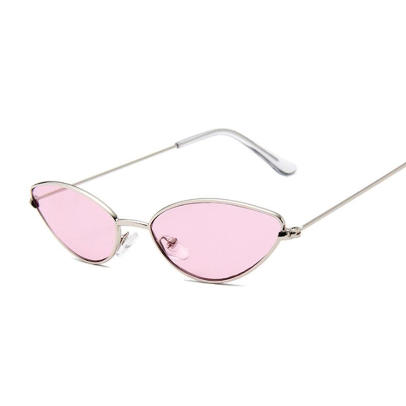 New Brand Designer Small Red Cat Eye Style Sunglasses Woman Vintage Metal Glasses For Female Ocean Mirror Sol