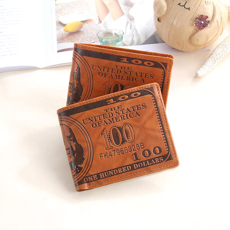 1Pc PU Fashion Bifold Card Purse Photo Holder Handbag US 100 Dollar Wallet Men's