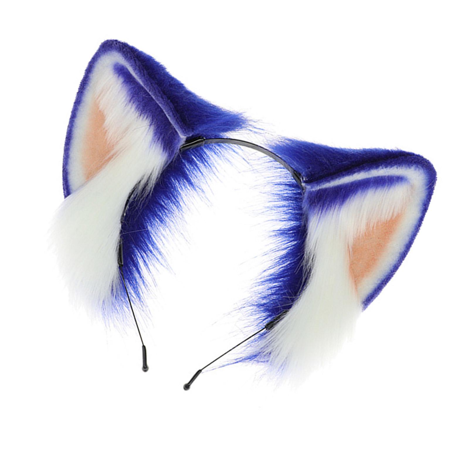 

Синий ободок для волос с ушками животного на Хэллоуин, обруч для волос в стиле Лолиты, аксессуары для костюмов, головной убор для косплея синий