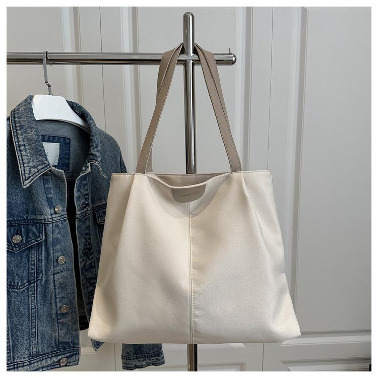 Fashion summer new solid color nylon large capacity simple casual literary cloth bag shoulder tote bag