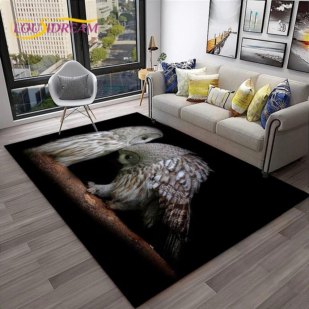 3D Cartoon Cute Owl Series Carpet Rug for Home Living Room Bedroom Sofa Kitchen Doormat Decor,Child Area Rug Non-slip Floor Mat
