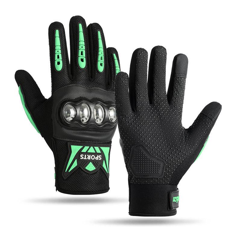 Locomotive gloves men's fitness sports touch screen non-slip outdoor riding protection touch screen stainless steel shell full finger