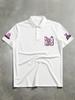 American Street Style LA 23 California Pink Rabbit Print Minimalist Style Short Sleeved Polo Shirt for Daily Street Wear