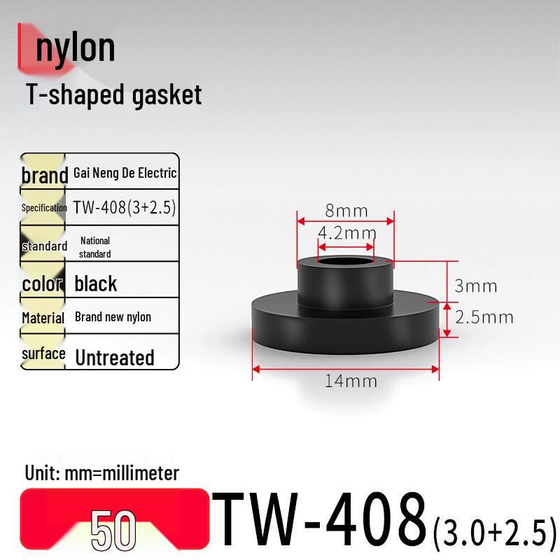 T-shaped Nylon Gasket Ring Screw Shaft Sleeve, Round Concave-Convex Insulation Pad, M2-M35