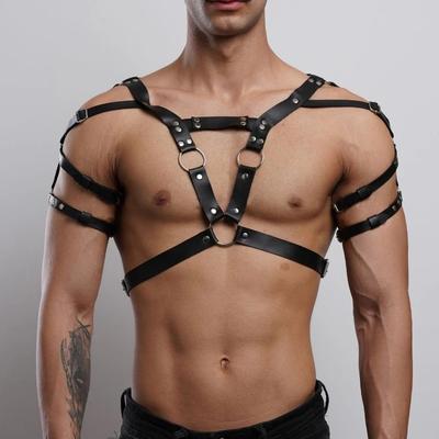 Moda Uomo Sexy Feticcio Pelle Imbracatura Bondage Corpo Lingerie Imbracatura Gay Adulto Regolabile BDSM Erotico Bretelle Cinture Imbracatura