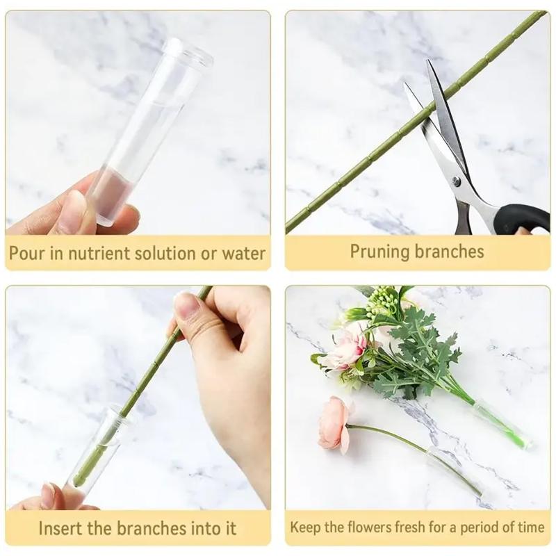 100PC With Silicone Caps Floral Vials for Flower Arrangements Mini Flower Vases Home Plastic Flower Water Tubes Reusable