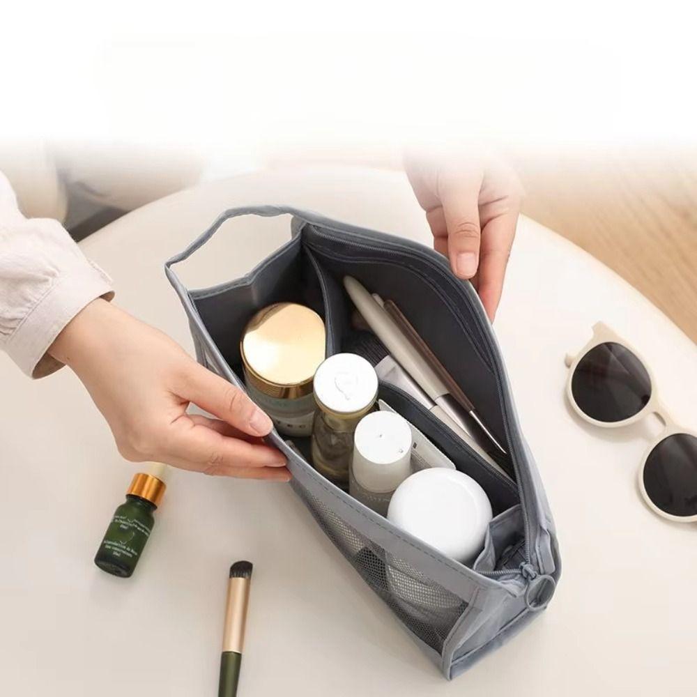 Portable Mesh Makeup Organizer Foldable Toiletry Bag Large Capacity Shower Storage Pouch Beauty