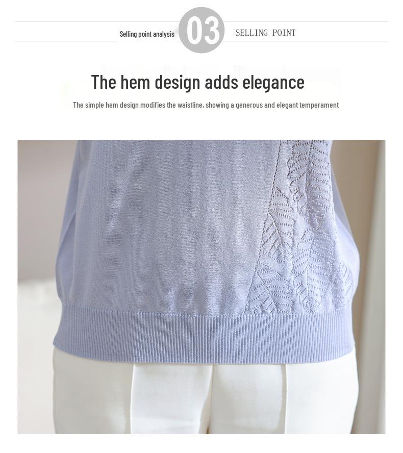 Mom's Summer Ice Silk Short-Sleeve Top for Middle-Aged Women