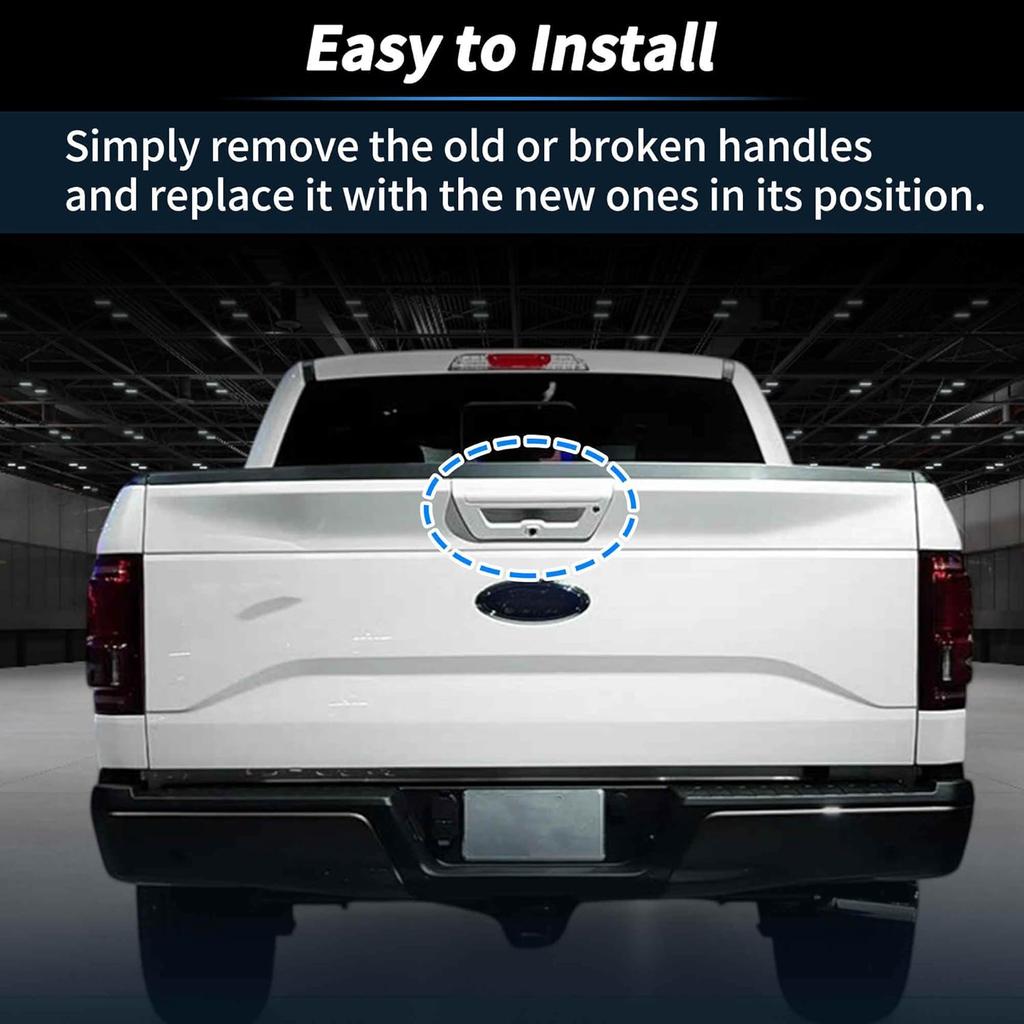FL3Z9943400AAA Tailgate Handle with Backup Camera Hole Set for Ford F-150 2015-2017 Rear Exterior Outside Door Handle Tailgate Liftgte ALatch Handle