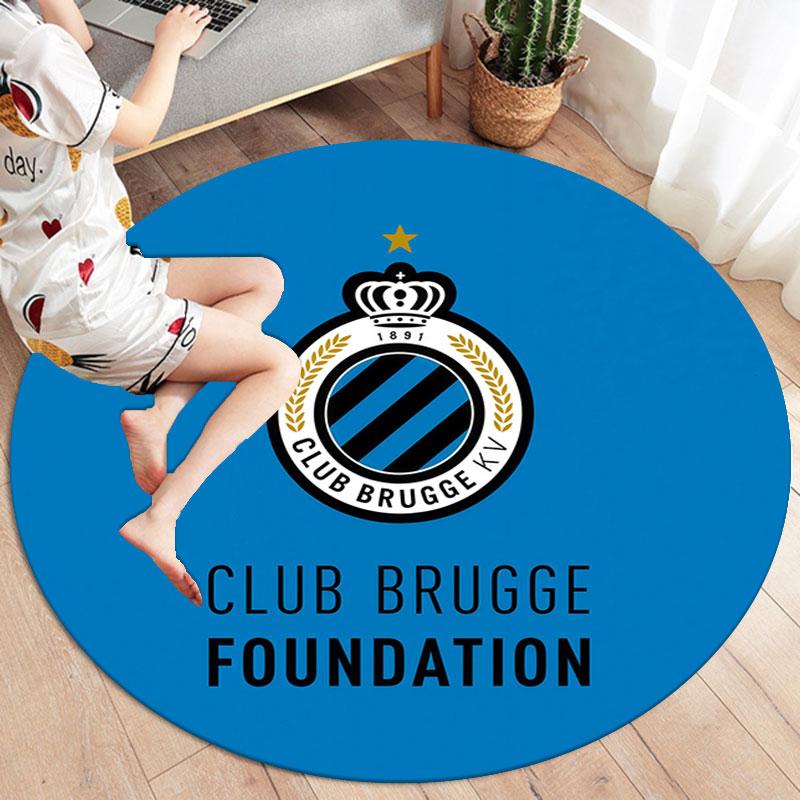 Club Brugge KV Round Area Rug,Carpet Rug for Living Room Bedroom Sofa Playroom Decor,Non-slip Floor Mat