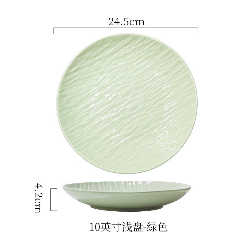 European-Style Relief Ceramic Tableware Set, Household Kiln Change, Retro Western Food Plate, Cup Plate Combination, Steak Pizza Plate, Bone Plate.