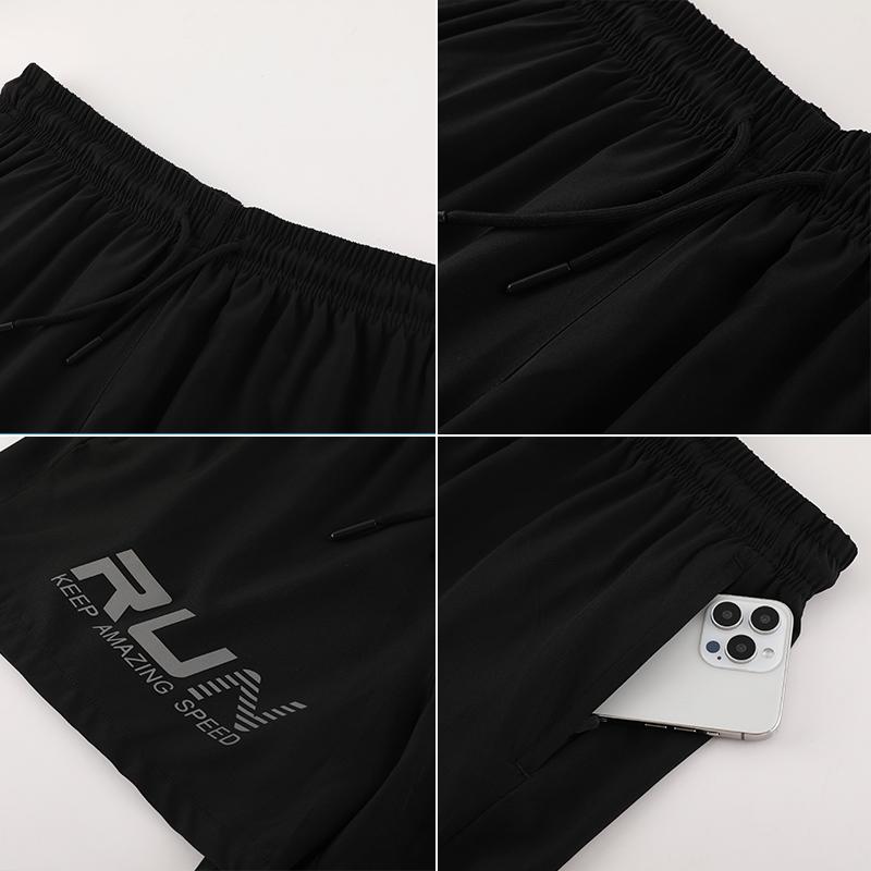 Men's Casual Shorts Drawstring Zip Design Shorts Breathable Fitness Quick Dry Pants Basketball Running Workout Thin Sweatpants