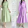 Elegant Pleated Long Waist Perfect for Spring and Perfect for Special Korean Size L ROSELUCA. Dress, Women's, Sleeves, Ribbon, Collared, Pastel,