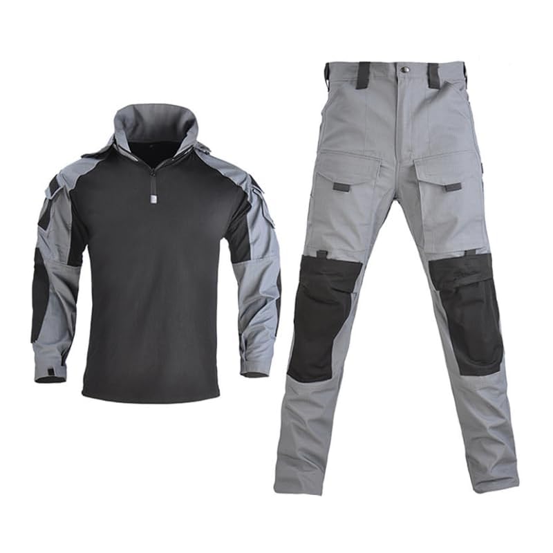 

[HEAT VOICE] camouflage clothing hooded combat shirt top and bottom set BDU Survival game clothes tactical shirt military unisex For autumn to spring