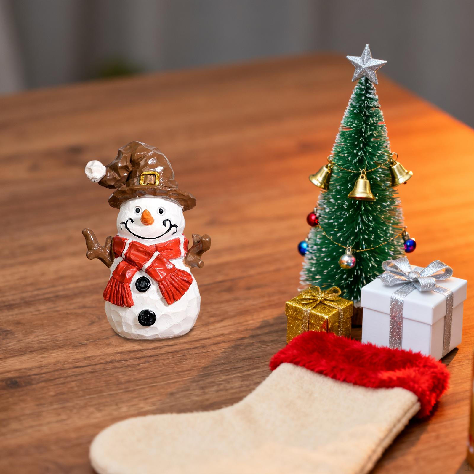 

Christmas Snowman Figurine Ornament Holiday Figure Xmas Sculpture for Desktop Party Indoor