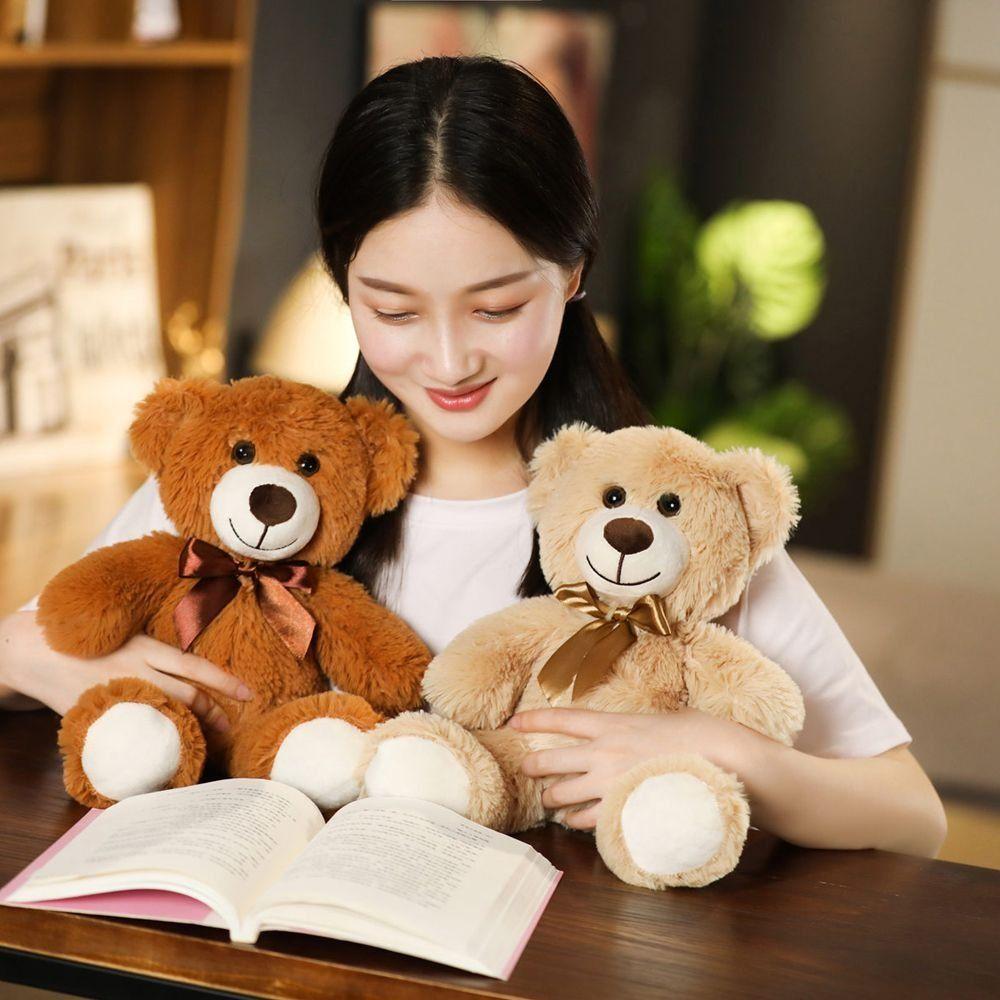 Bow Bear Colorful Bear Stuffed  Toy Soft Stuffed Hug Bear Doll Bow Tie Bear Plush Toy  Kids Toys