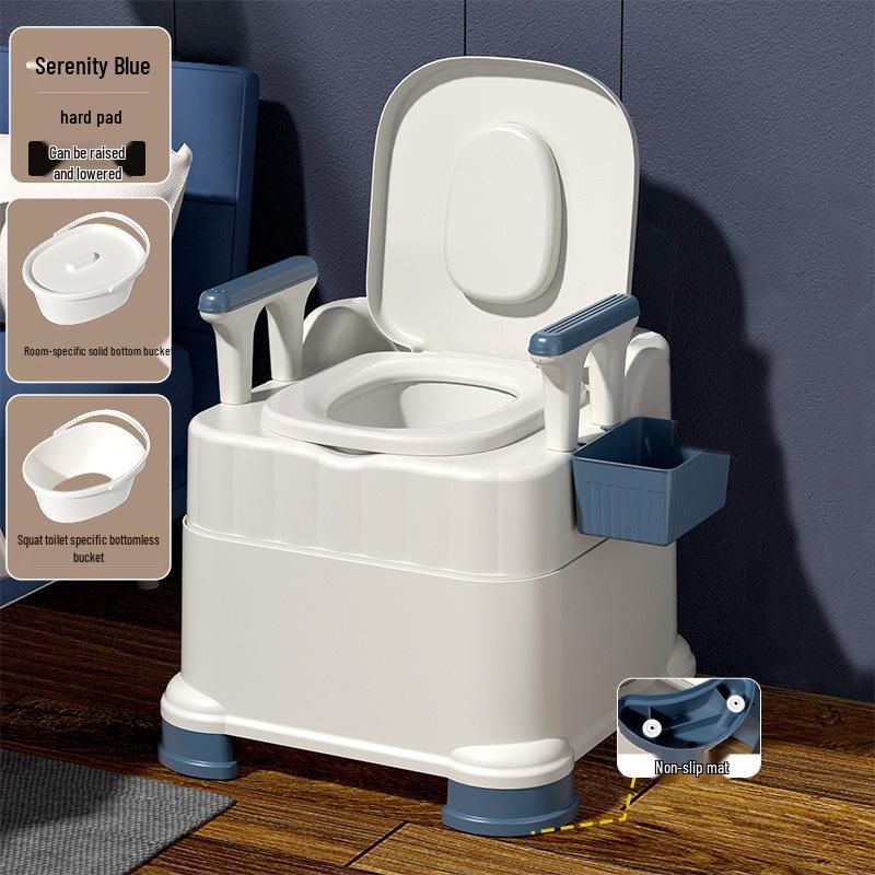 Portable Toilet Chair with Armrests for Elderly, Indoor Use, Bedside Commode for Pregnant Women.