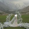 White Horn Artificial Floral Art Wedding Arch for Photography & DIY Decorations