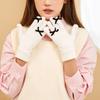 Five-finger Solid Color Warm Knitted Gloves for Women Bow-knot Cold-proof Gloves