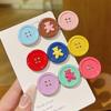 Girl Hairpin Contrasting Color Design Button Shape Hair Clip Non-irritating Side Bang Hair Pin Hair Accessory