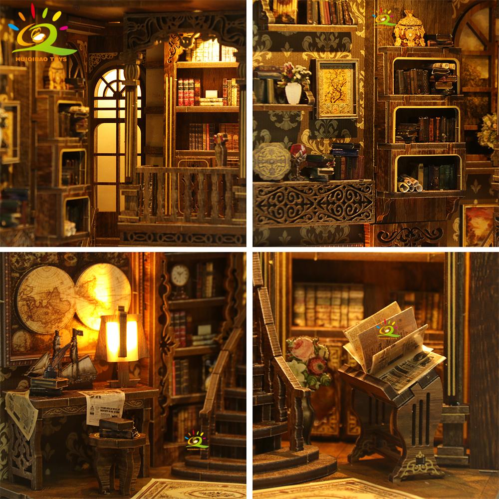 Non-Toxic Ancient Book Collection Room Diy Desktop Building Scene 3D Vintage Library Puzzle Shelf Insert Decoration Adult Toys