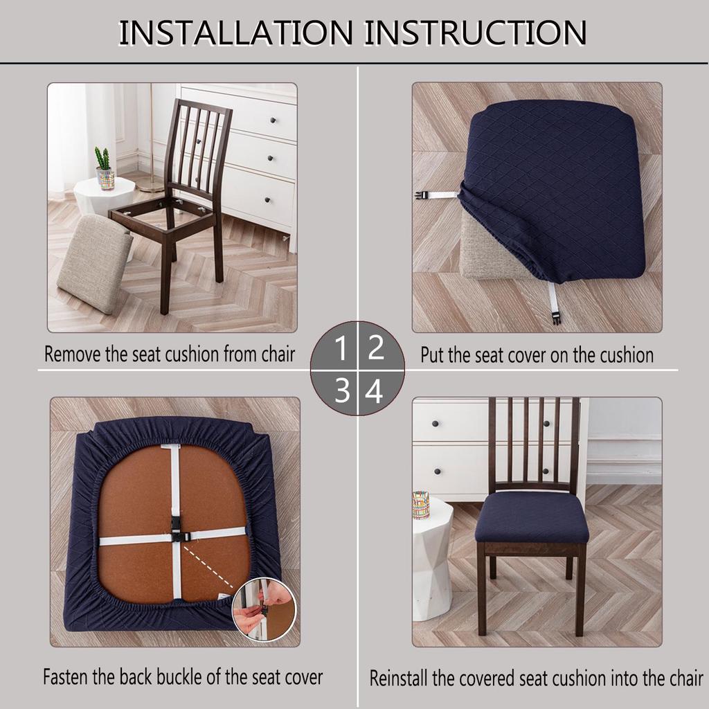 Plaid Jacquard Dining Chair and Cushion Cover Set - All-Season Protection