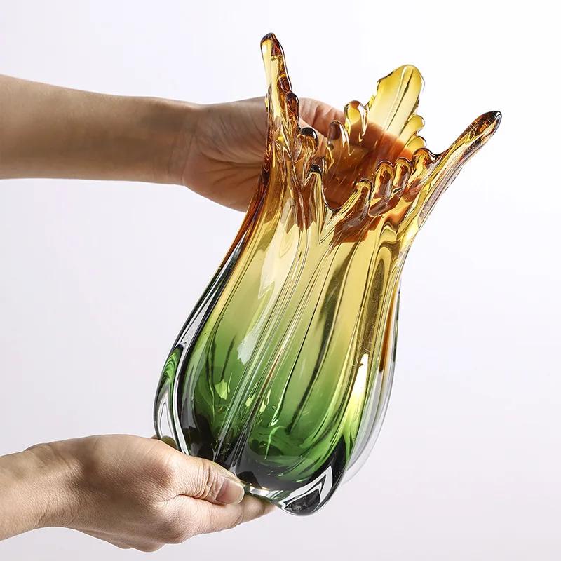 Gradient Glass Vase Colored Thick Glass Flower Vase Flower Arrangement Accessories Hydroponics Terrarium Home Decoration