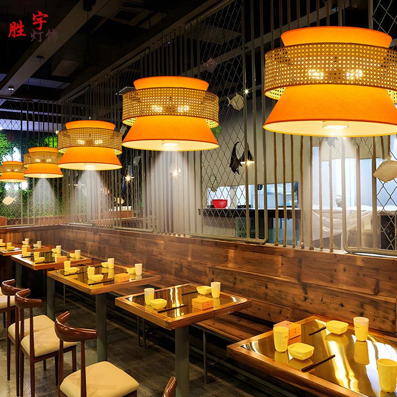 Chinese Style Rattan Weave Chandelier for Dining Room, Teahouse, Restaurant, Bar, and Cafe