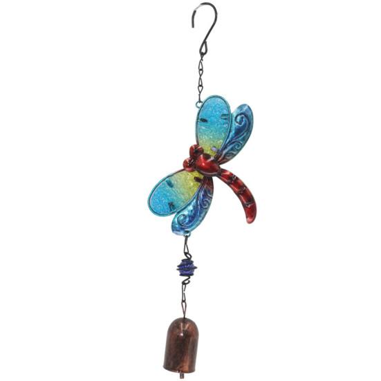 Iron Wind Chime Butterfly Dragonfly Painted Diamond Glass Painted Metal Pendant