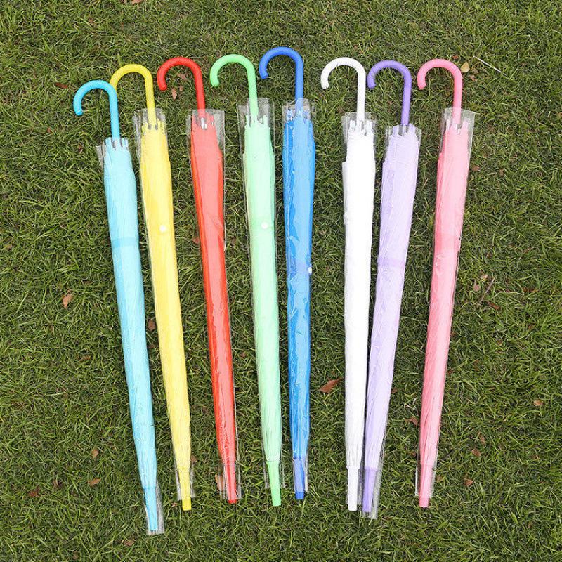 Creative Long Handle Transparent Umbrella with Colorful Straight Rod - Automatic Open, Ideal for Advertising Gifts