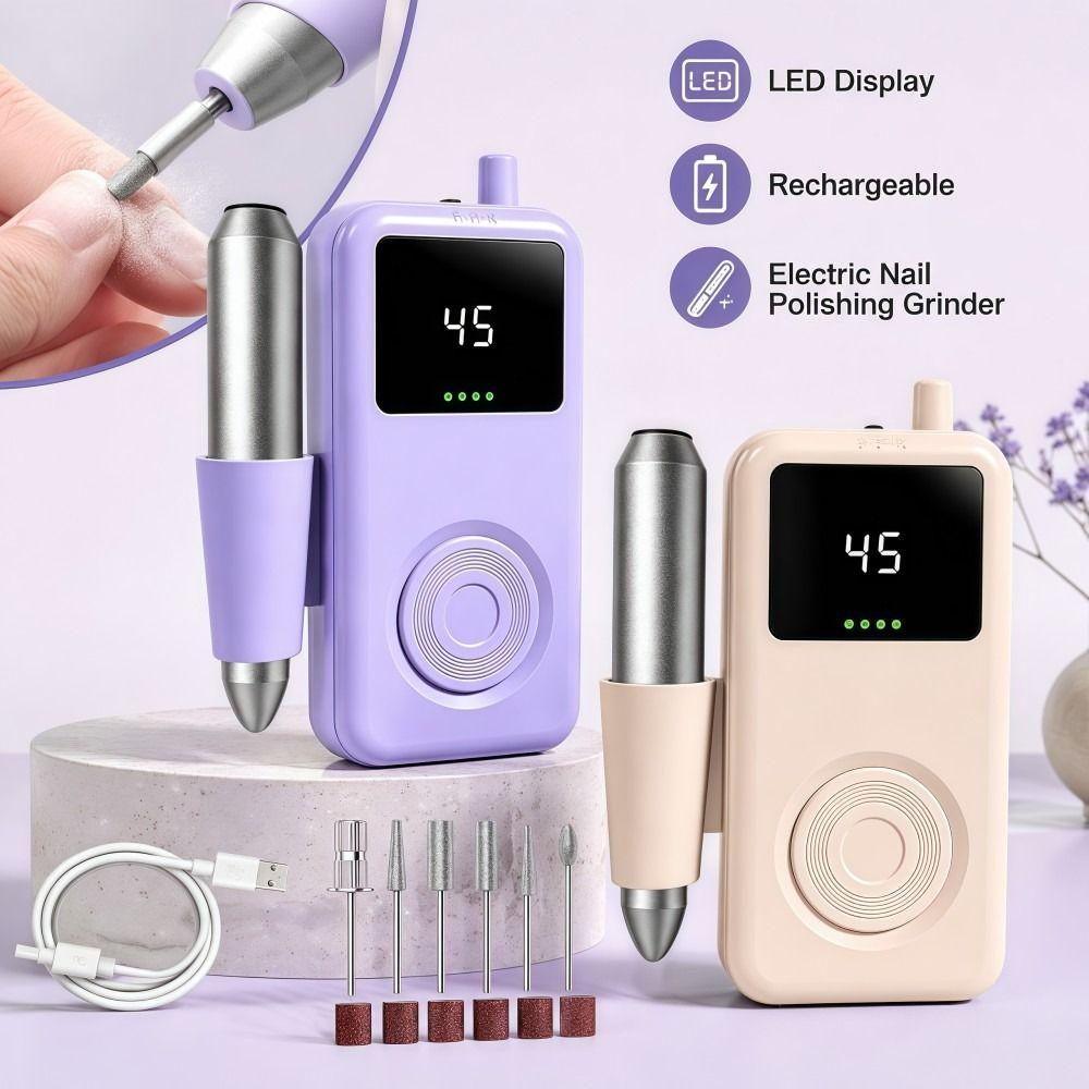 LED Display Electric Nail File 6 Grinding Heads Nail Grinder Nail Tools