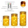 3pcs LED Candles Lights Embedded String Lights Battery Operated with Remote Control Flameless Candle for Halloween Wedding Party