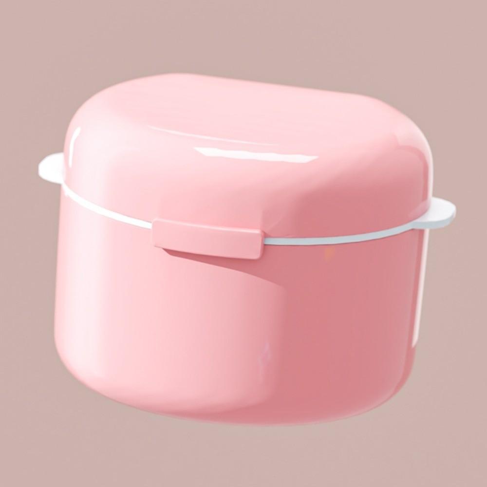Travel Double Layer Braces Box Draining Mini Denture Storage Box Portable Mouthguard Case розовый