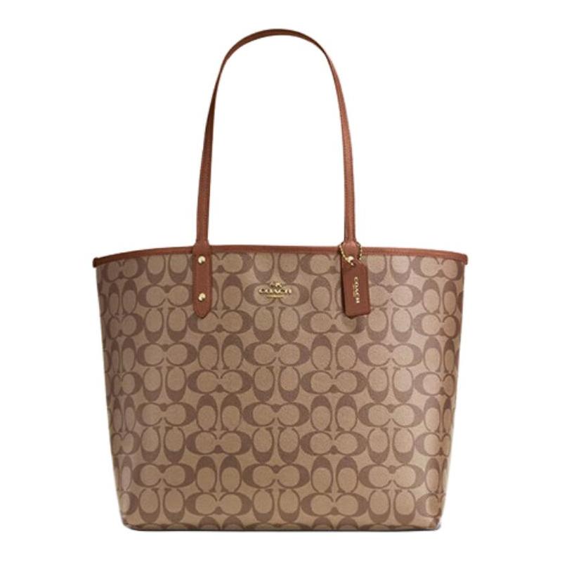 

COACH City 33 Reversible Presbyopia Printed PVC Tote Bag Tote Bag Shopping Bag Mother Bag Handbag Shoulder Bag Large Women s Brown коричневий