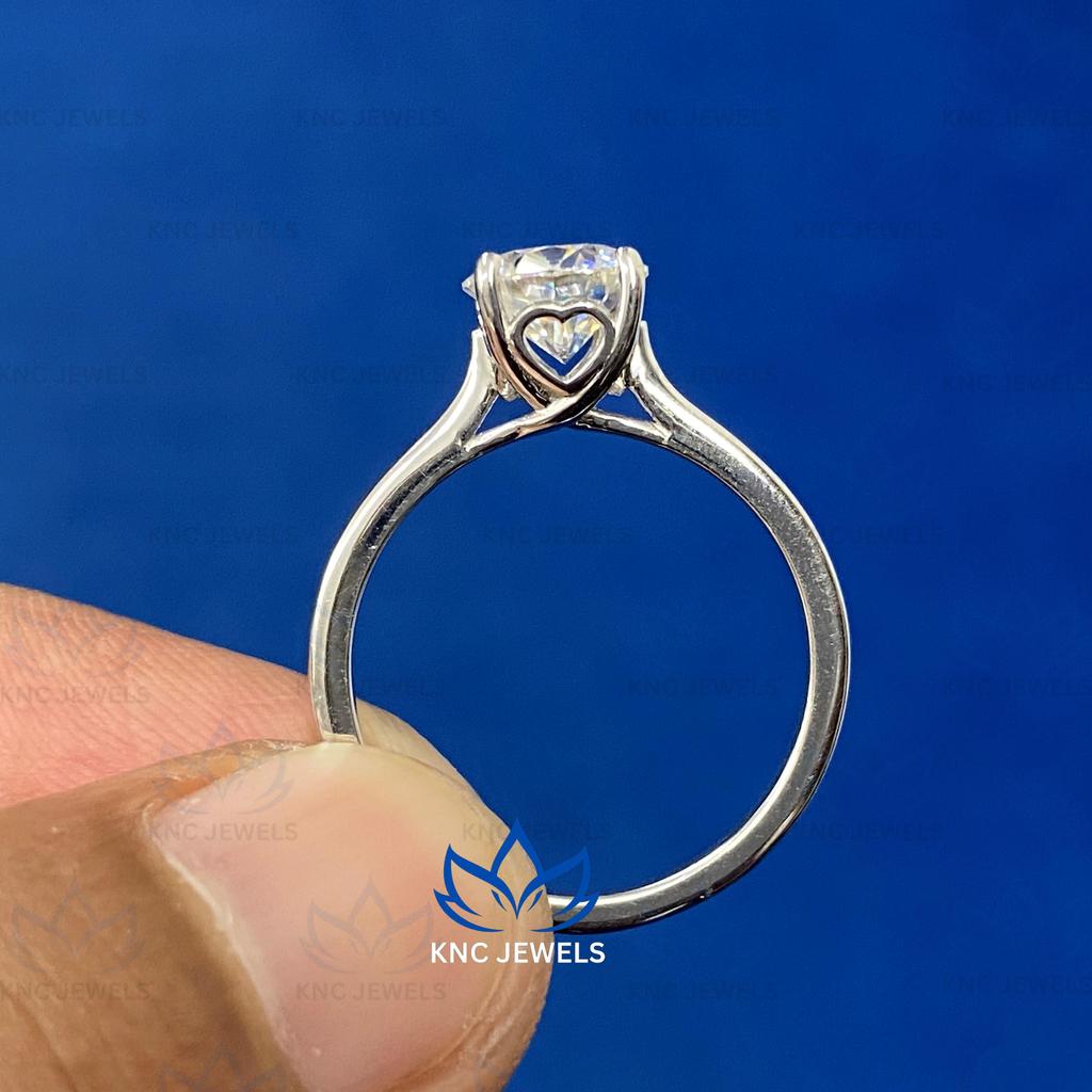 Knc Jewels Round Cut Moissanite Solitaire Engagement Ring 925 Sterling Silver Fine Jewelry