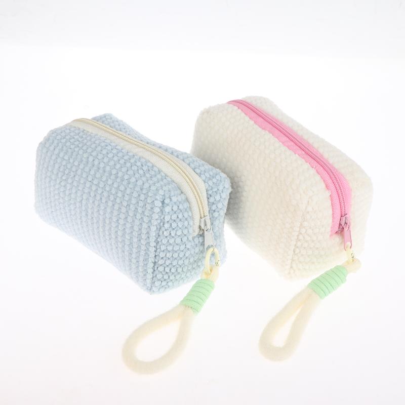 Sweet And Girly Candy Color Plush Large Capacity Makeup Bag, Toiletry Bag, Travel Portable Handbag Plush Makeup Bag