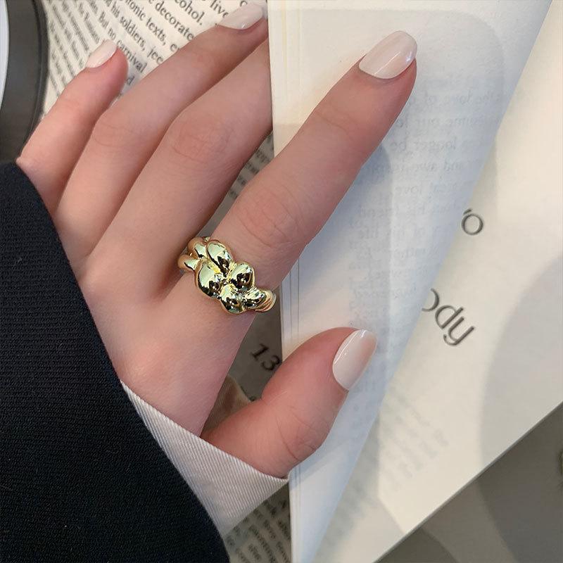 Gold White Versatile Plated Ring With Contemporary Geometric Shape For Elegant Women