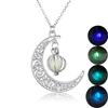 Collana Luna e Zucca di Halloween con Ciondolo Luminoso al Buio per Donna