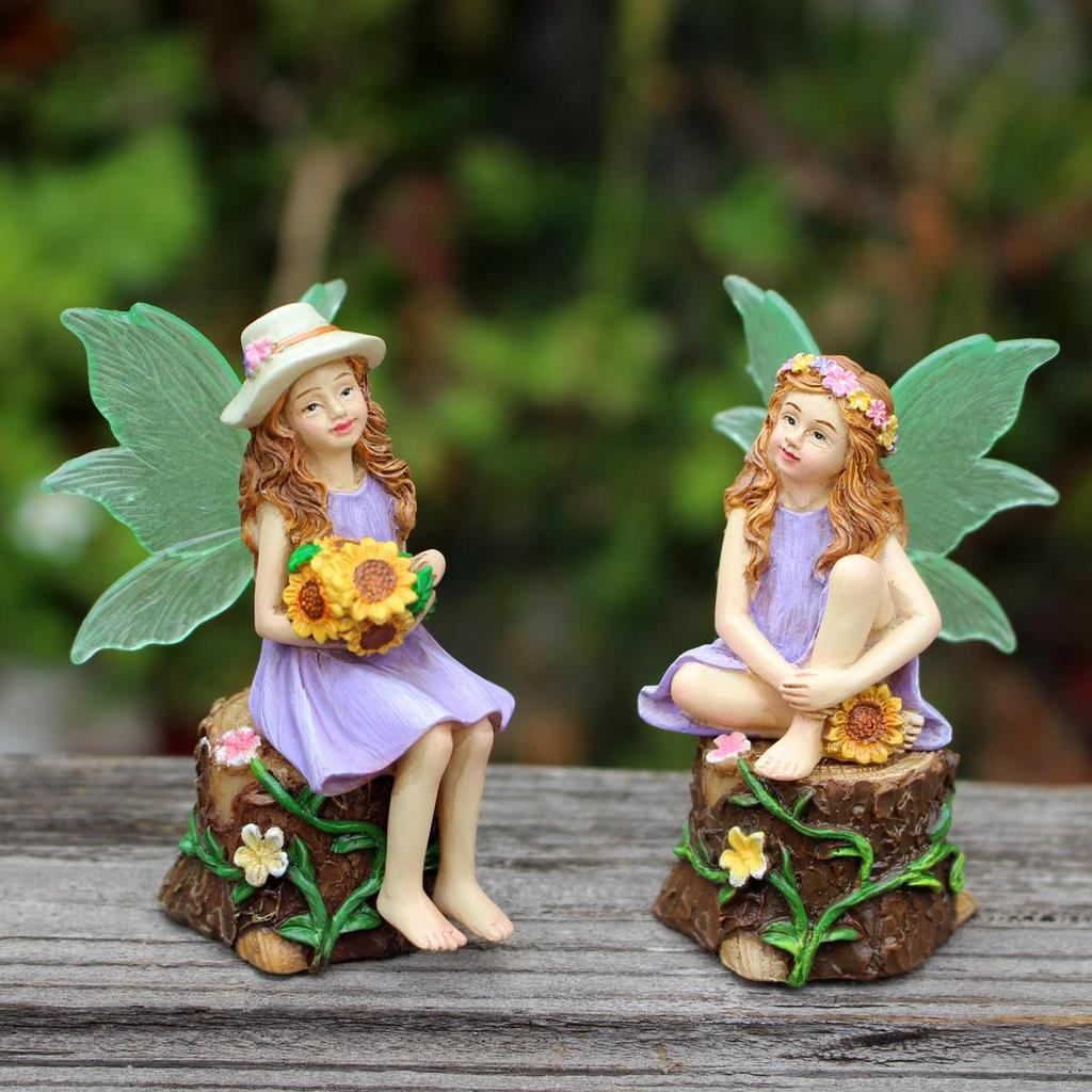 Outdoor Resin Flower Fairy Ornaments for Balcony and Garden Decor