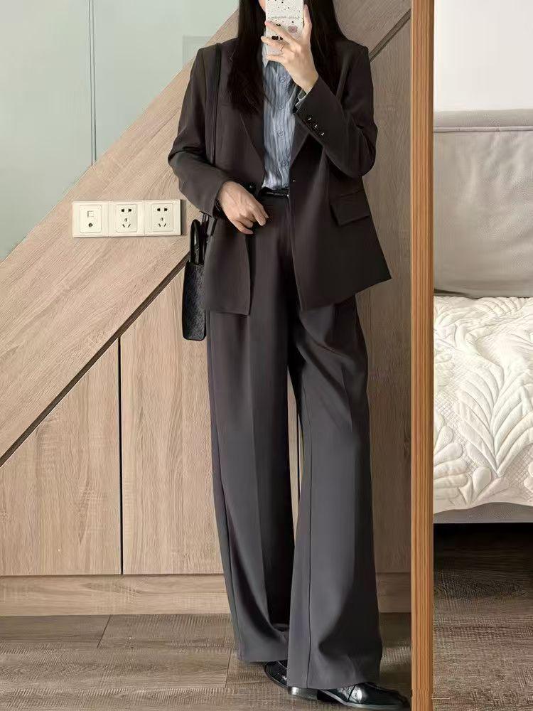 Women's 2024 Spring/Autumn Professional Black Suit: Loose Fit for College Interviews