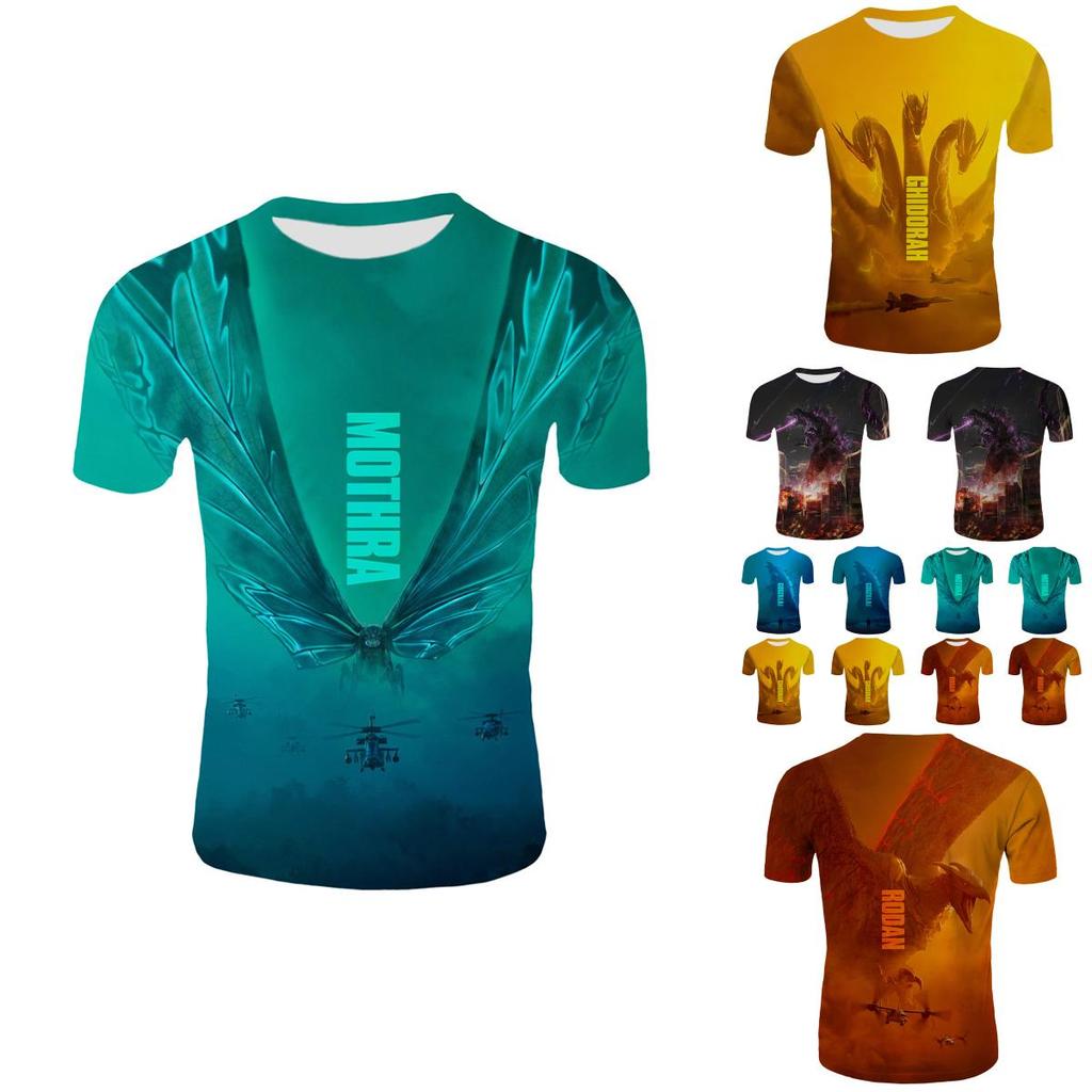 Godzilla King Of The Monster Men Short Sleeve Tops 3d Print Casual T-shirt Tee