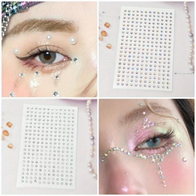 4 Sheets Rhinestone Stickers Faux Pearl Self Adhesive Face Jewels Stick Makeup Face Hair Body Decoration Rhinestone Charms
