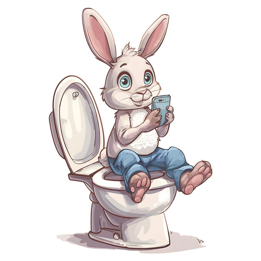 Funny Bunny Goes To The Toilet Toilet Stick Bathroom Bathroom Home Decoration Stickers