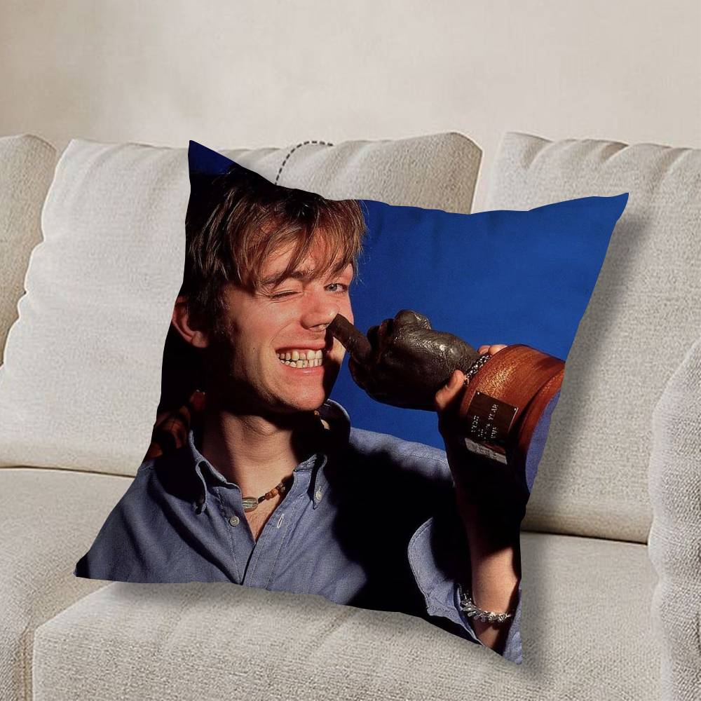 COOL Damon Albarn-n Ich Liebe Kissenbezug Anti-Milben Kissenbezug Versteckter Reißverschluss seidiger kurzer Plüsch Sofakissenbezug