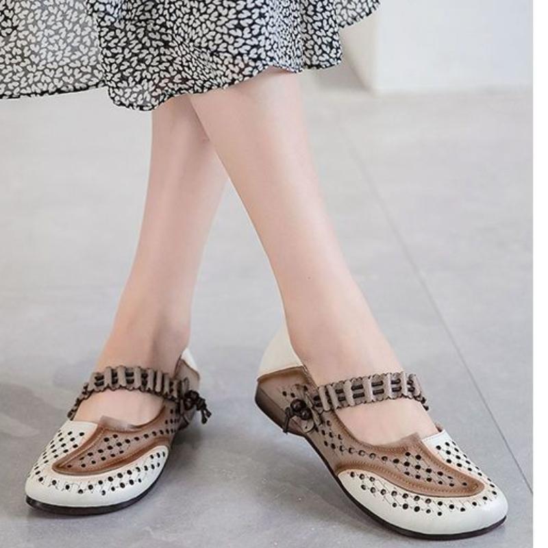 Women's Leather Shoes Spring and Autumn Flat Mom Shoes Non-slip Large Size Soft Bottom Cow Reinforced Sole Single Shoes
