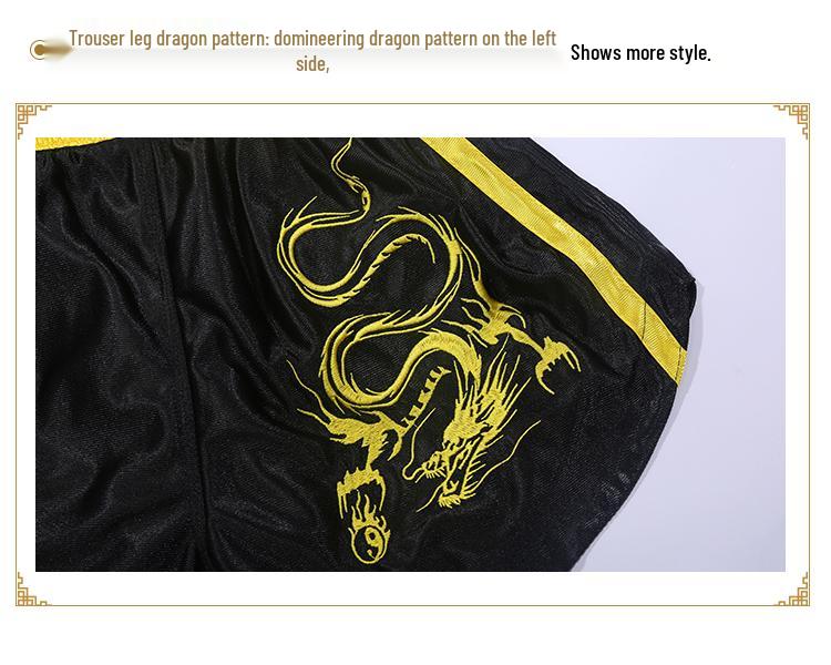 Sanda Muay Thai Set: Dragon-Embroidered Short-Sleeve & Shorts for Men, Women, and Kids - Martial Arts Performance Costume