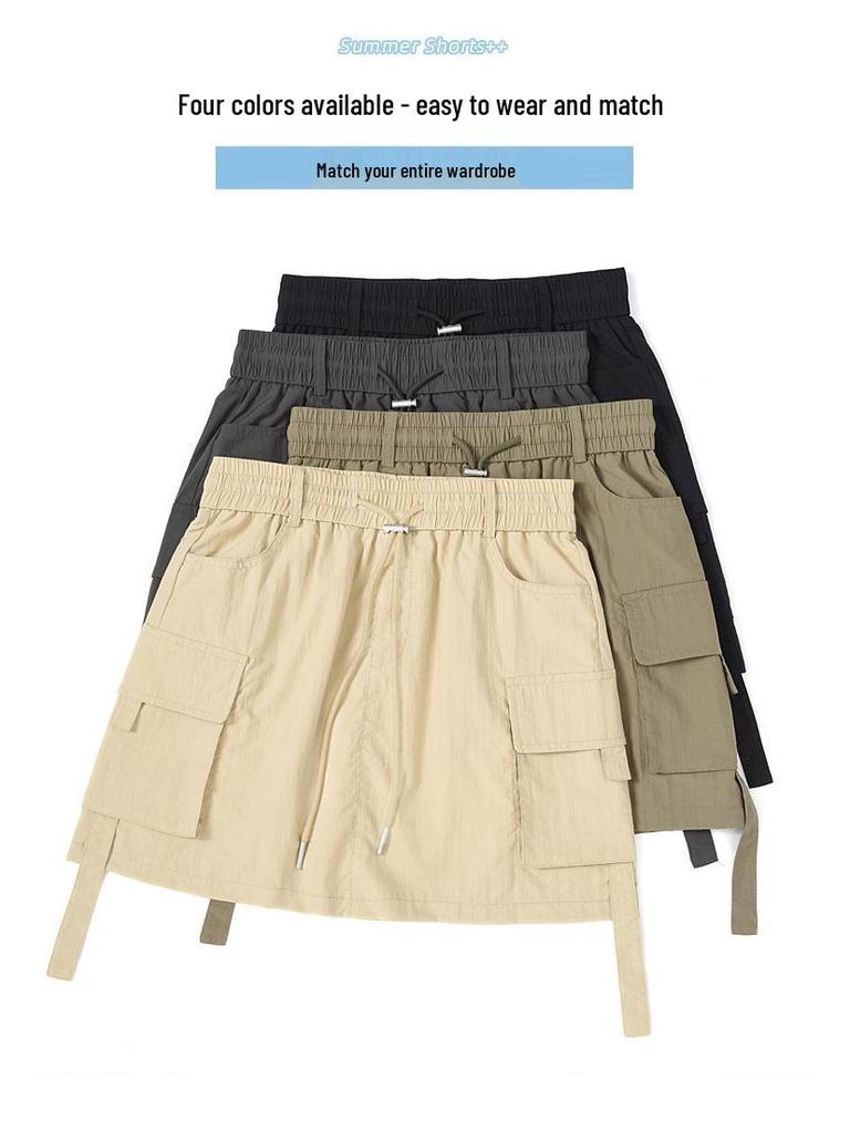 Korean-Style Women's Ultra-Thin Loose Mid-Length Wide-Leg Summer Skirt Shorts