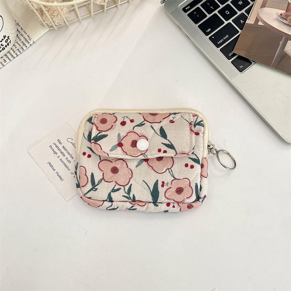 Cute Cartoon Floral Quilted Multifunctional Bag: Organizer, Document Holder, Coin Purse, Card Holder